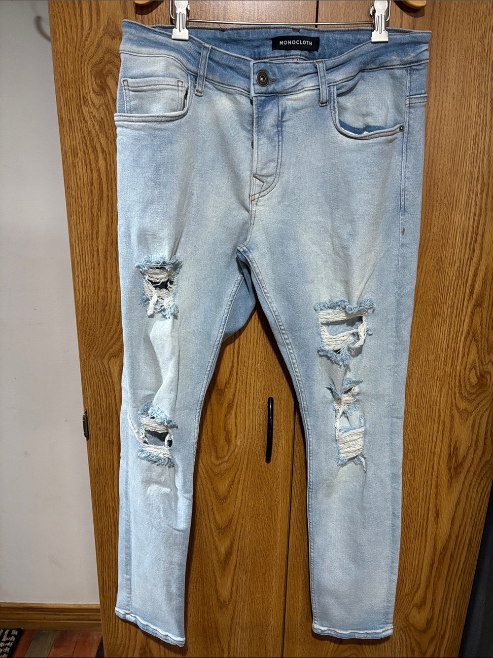 Monocloth Light Blue Skinny Ripped Men's Jeans